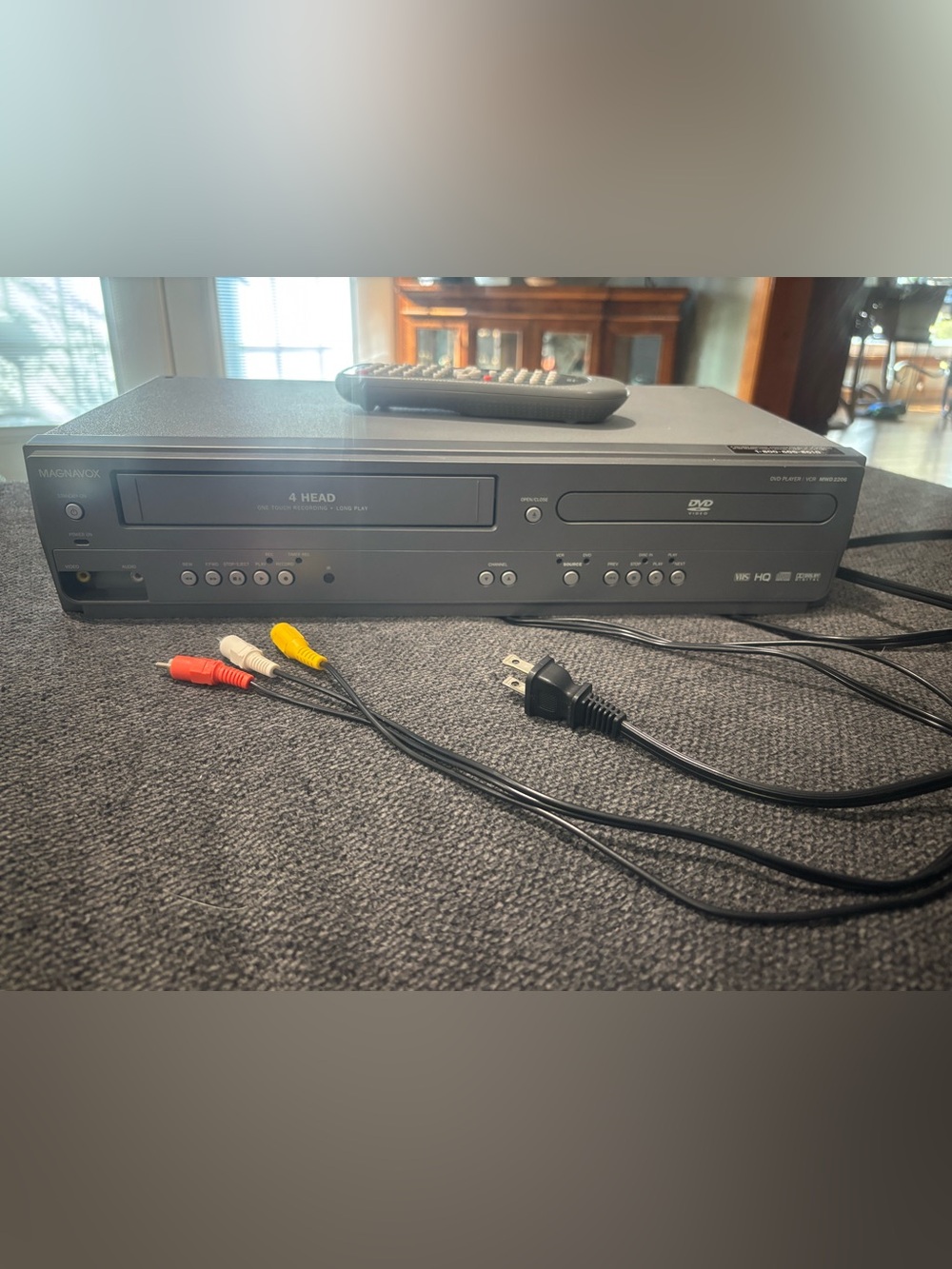 Vintage Magnavox DVD VCR Combo Player with RCA Cables and Remote Control